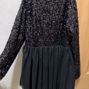 Sparkling Black Sequin Kids Dress